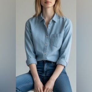J.Crew Blue Denim Button-Up Shirt
